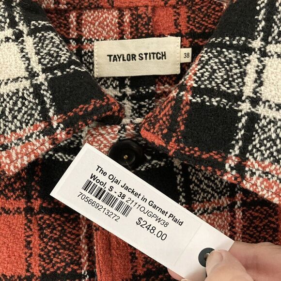 Taylor Stitch Ojai Jacket in Garnet Wool Blend Red Plaid Chore Mens XS S NEW HTF - Picture 12 of 15